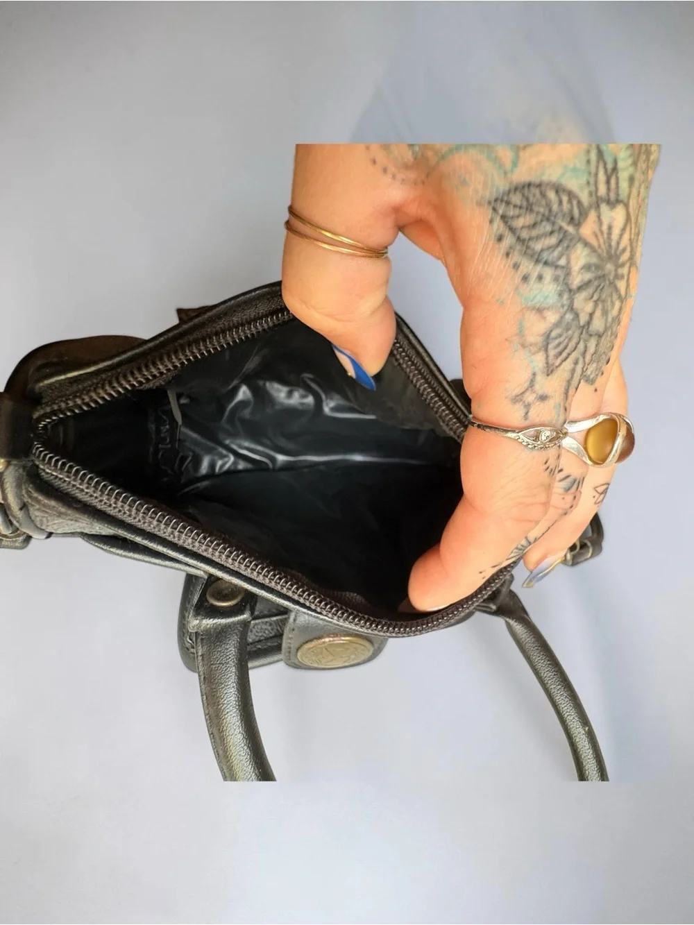 Black Leather-Trim Crossbody Satchel - Martin Robert’s 90s Y2K Handbag Paisley